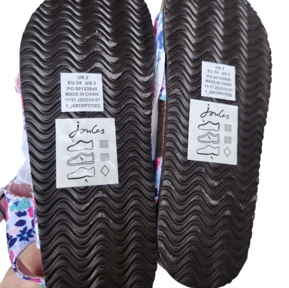 Joules Floral Print Sandals Little Girls Size US 3 UK 2 Ankle Strap Cork Footbed - Picture 10 of 14